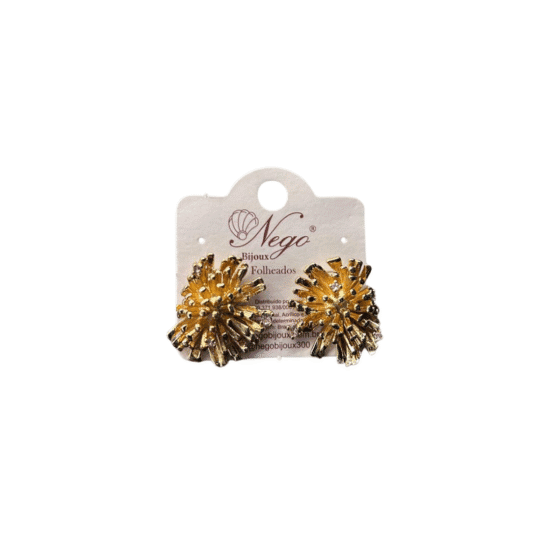 AROS - BIJU (11) BRINCO FOLHEADO CORAL DOURADO