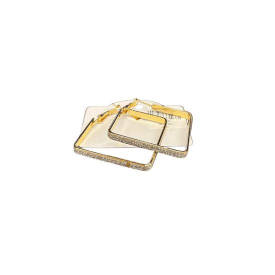 AROS - BIJU (25) BRINCO NW DOURADO/GLITTER QUADRADO 0021