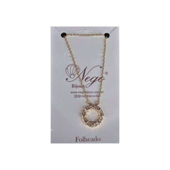AROS - BIJU (5) COLAR FOLHEADO ESFERAS OVAL CRAVEJADO DOURADO