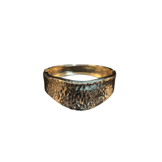 AROS - BIJU (7) BRACELETE FOLHEADO ESFERA MARTELADO DOURADO