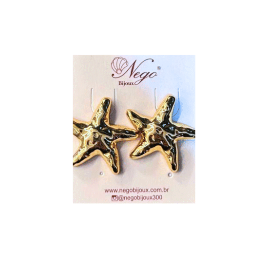 AROS - BIJU (9) BRINCO VERNIZ ITALIANO ESTRELA DO MAR MARTALEDO DOURADO