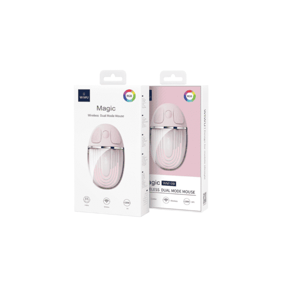 Diseño sin título (29) MOUSE DUAL MAGIC WIWU ROSA CLARO WIRELESS 1.200 DPI 2.4GHZ