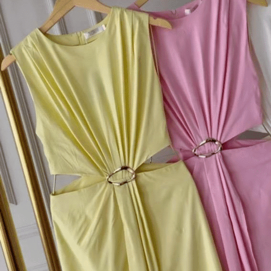 ROPAS (62) VESTIDO COM DETALHE DOURADO