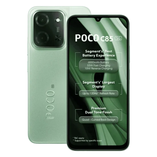 Poco-c85-5g-spring-green-4gb-128gb-Front-Back-View CELULAR POCO C85 GREEN 8GB 256GB ROM